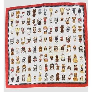 Patriotic Dog Print Scarf Red White Blue Americana Bandana Novelty 20x20 Square